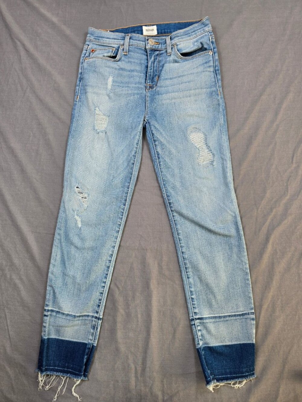 Hudson Distressed Zoey Mid Rise Crop Blue Jeans Womens Size 26 Denim Frayed Hem